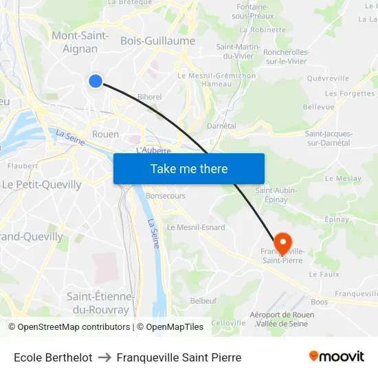 Ecole Berthelot to Franqueville Saint Pierre map