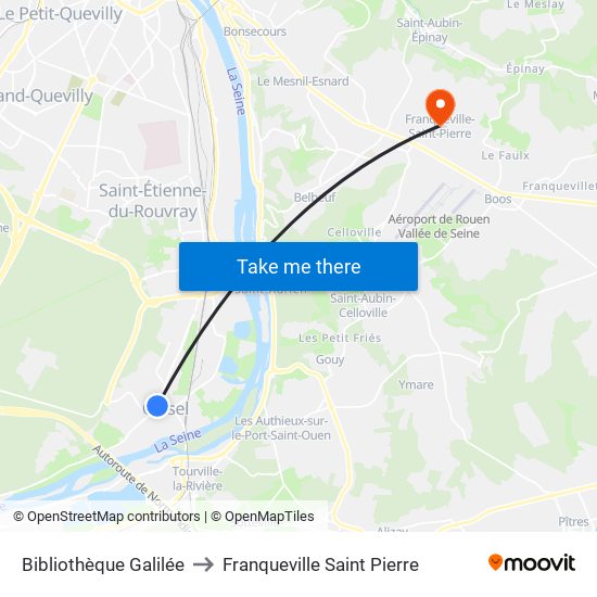 Bibliothèque Galilée to Franqueville Saint Pierre map