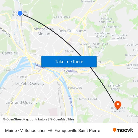 Mairie - V. Schoelcher to Franqueville Saint Pierre map
