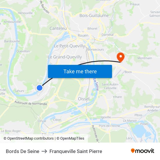 Bords De Seine to Franqueville Saint Pierre map