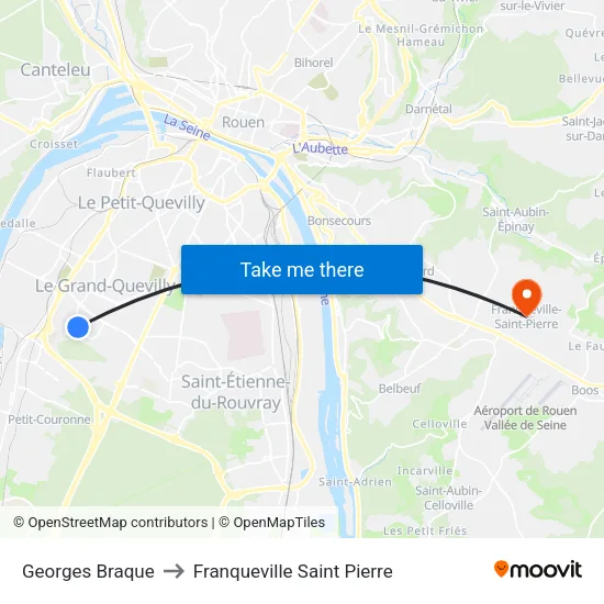 Georges Braque to Franqueville Saint Pierre map