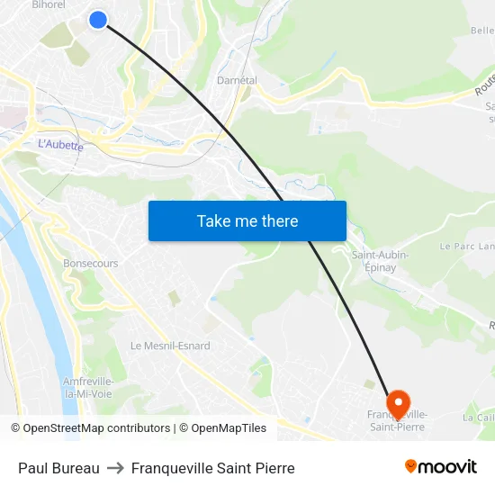 Paul Bureau to Franqueville Saint Pierre map