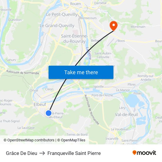 Grâce De Dieu to Franqueville Saint Pierre map