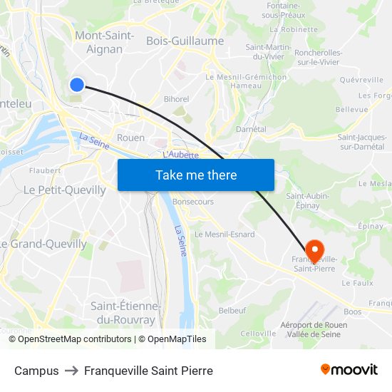 Campus to Franqueville Saint Pierre map