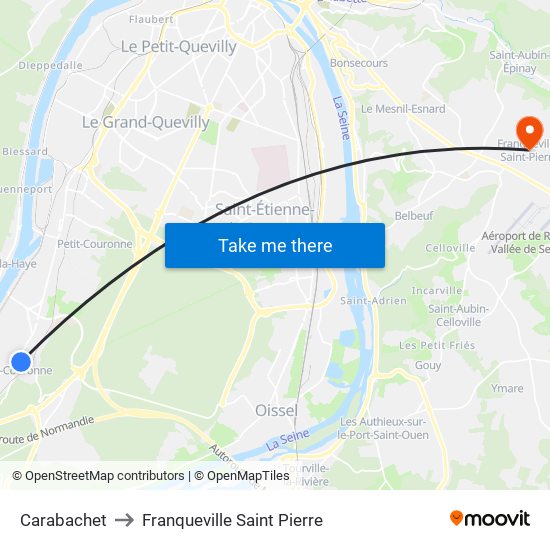 Carabachet to Franqueville Saint Pierre map