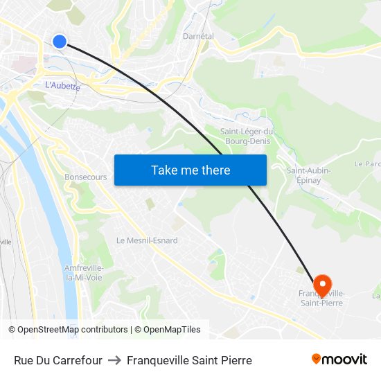 Rue Du Carrefour to Franqueville Saint Pierre map