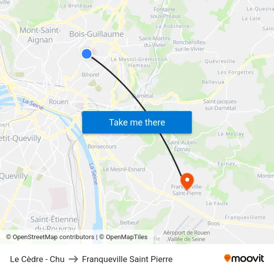 Le Cèdre - Chu to Franqueville Saint Pierre map