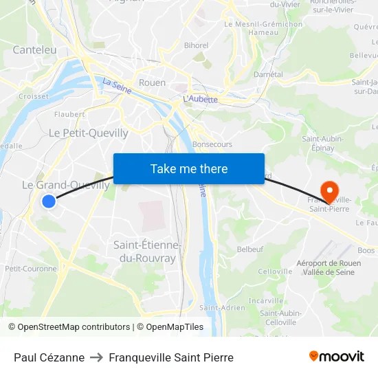 Paul Cézanne to Franqueville Saint Pierre map