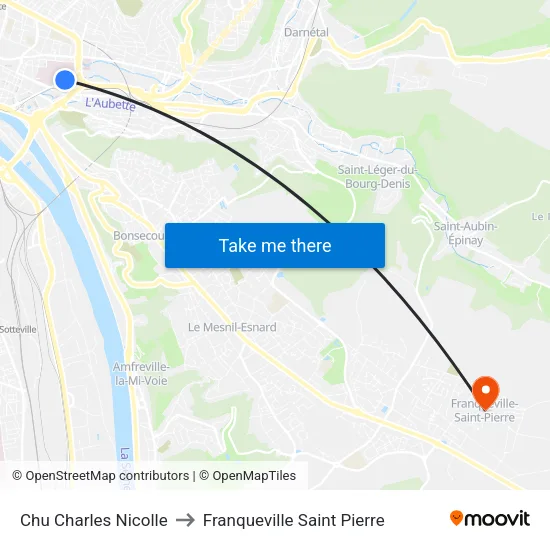 Chu Charles Nicolle to Franqueville Saint Pierre map