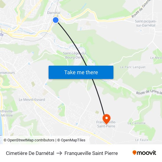 Cimetière De Darnétal to Franqueville Saint Pierre map