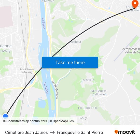 Cimetière Jean Jaurès to Franqueville Saint Pierre map