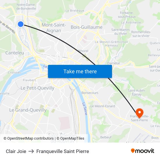 Clair Joie to Franqueville Saint Pierre map