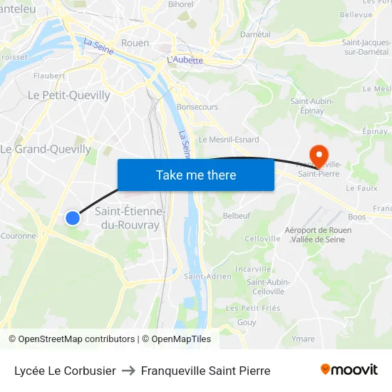 Lycée Le Corbusier to Franqueville Saint Pierre map