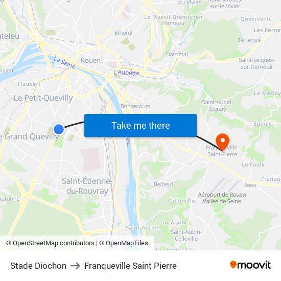 Stade Diochon to Franqueville Saint Pierre map