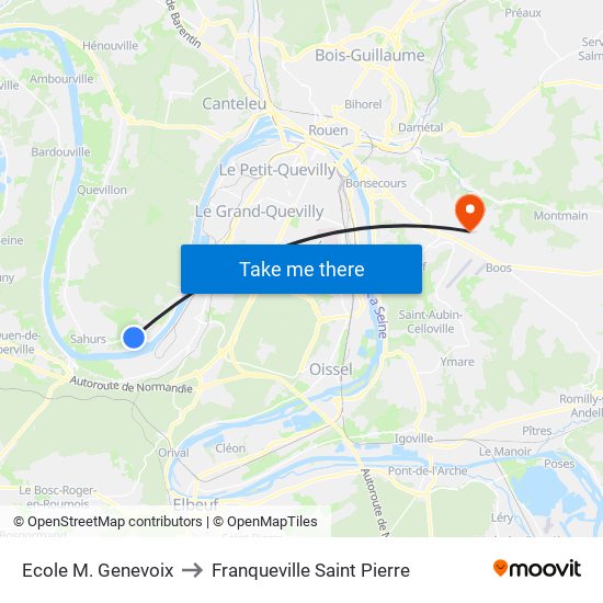 Ecole M. Genevoix to Franqueville Saint Pierre map