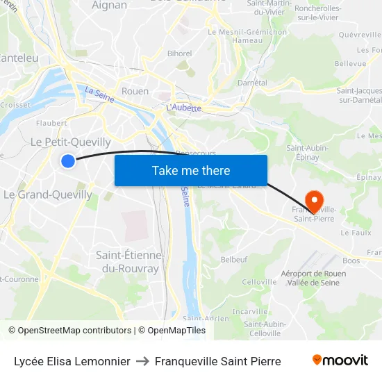 Lycée Elisa Lemonnier to Franqueville Saint Pierre map