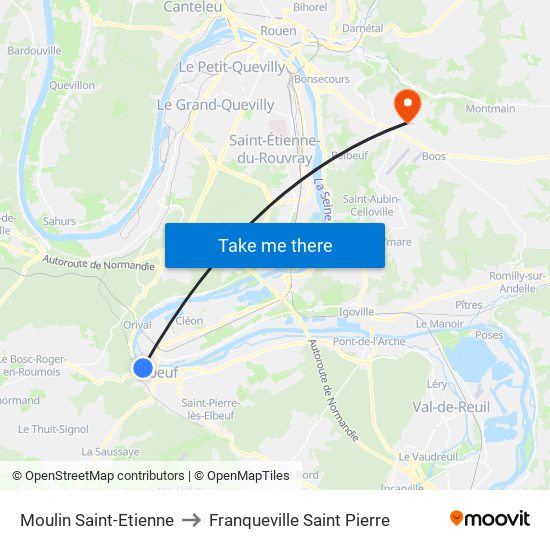 Moulin Saint-Etienne to Franqueville Saint Pierre map