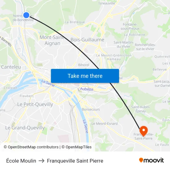 École Moulin to Franqueville Saint Pierre map