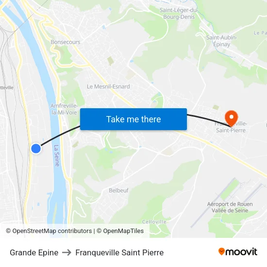 Grande Epine to Franqueville Saint Pierre map