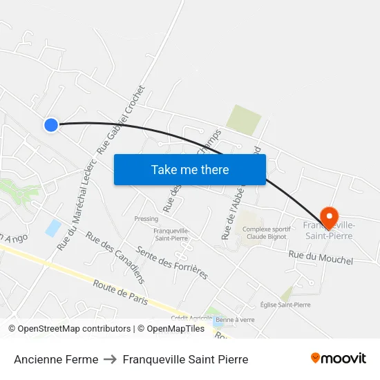 Ancienne Ferme to Franqueville Saint Pierre map