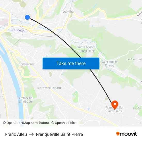 Franc Alleu to Franqueville Saint Pierre map