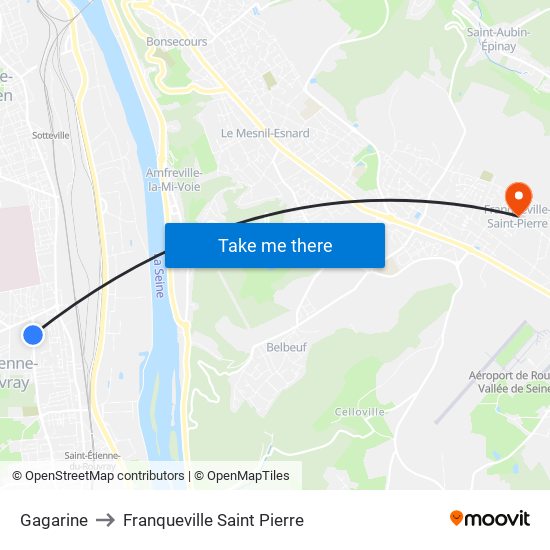 Gagarine to Franqueville Saint Pierre map