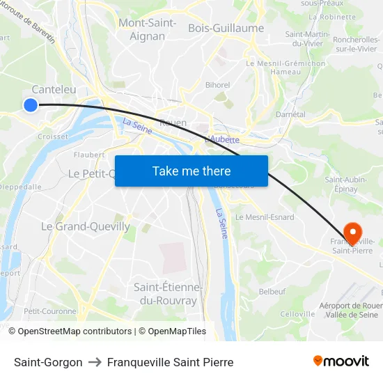 Saint-Gorgon to Franqueville Saint Pierre map