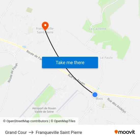 Grand Cour to Franqueville Saint Pierre map