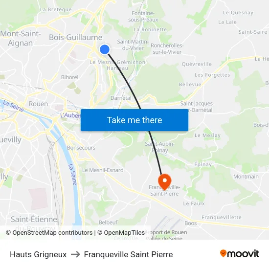 Hauts Grigneux to Franqueville Saint Pierre map