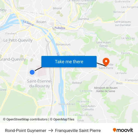 Rond-Point Guynemer to Franqueville Saint Pierre map