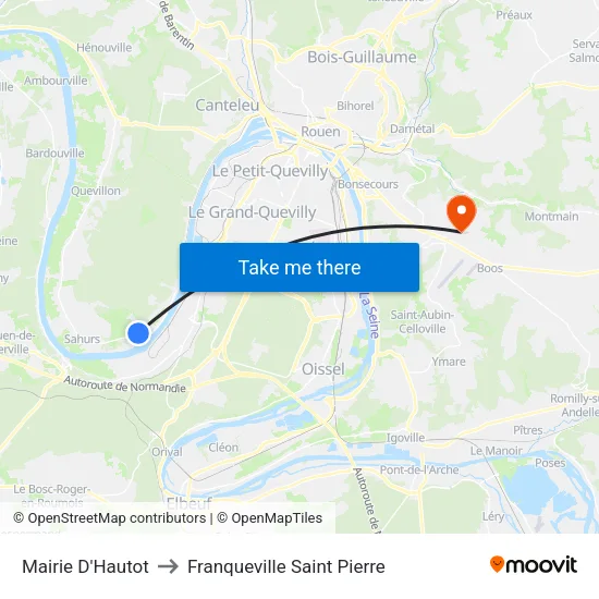 Mairie D'Hautot to Franqueville Saint Pierre map