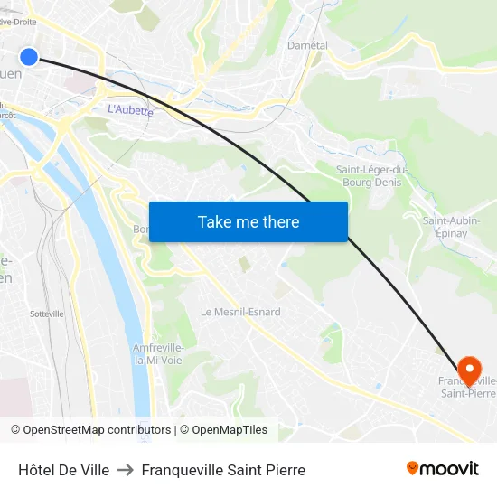 Hôtel De Ville to Franqueville Saint Pierre map