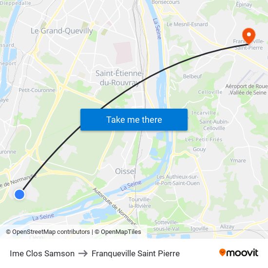 Ime Clos Samson to Franqueville Saint Pierre map