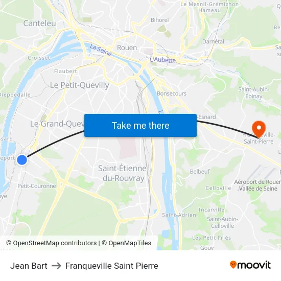 Jean Bart to Franqueville Saint Pierre map