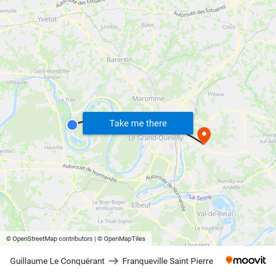 Guillaume Le Conquérant to Franqueville Saint Pierre map