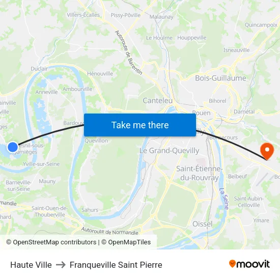 Haute Ville to Franqueville Saint Pierre map