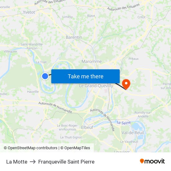 La Motte to Franqueville Saint Pierre map