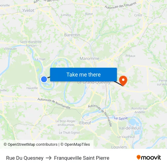 Rue Du Quesney to Franqueville Saint Pierre map