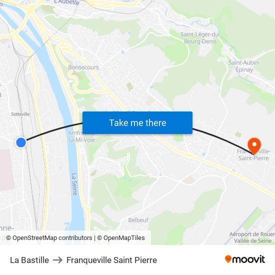 La Bastille to Franqueville Saint Pierre map