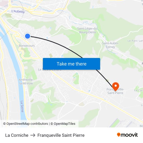 La Corniche to Franqueville Saint Pierre map