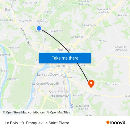 Le Bois to Franqueville Saint Pierre map