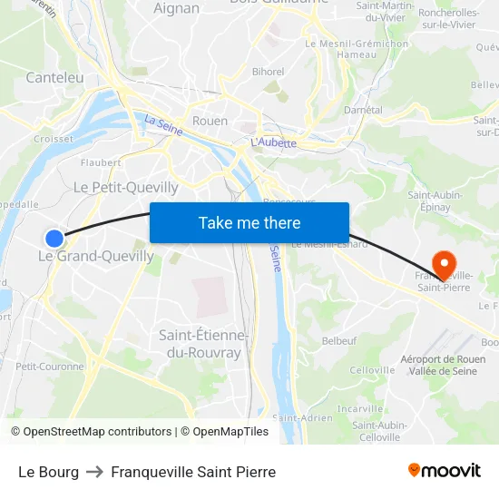 Le Bourg to Franqueville Saint Pierre map