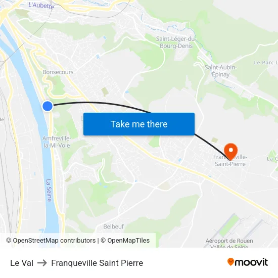 Le Val to Franqueville Saint Pierre map