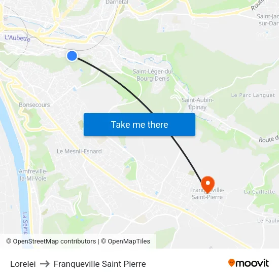 Lorelei to Franqueville Saint Pierre map