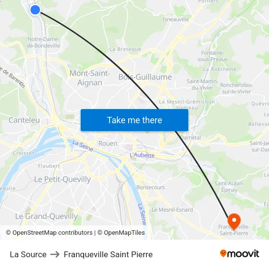 La Source to Franqueville Saint Pierre map