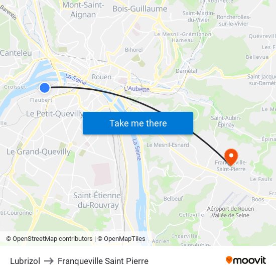 Lubrizol to Franqueville Saint Pierre map