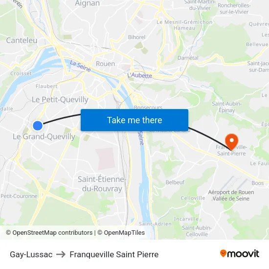 Gay-Lussac to Franqueville Saint Pierre map