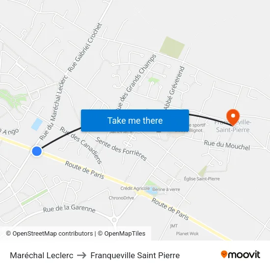 Maréchal Leclerc to Franqueville Saint Pierre map