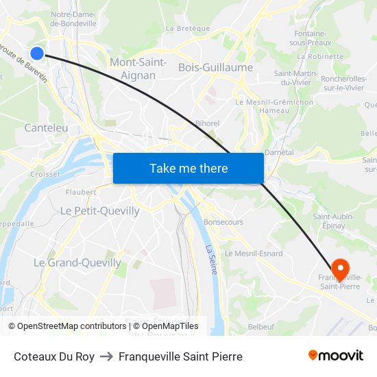 Coteaux Du Roy to Franqueville Saint Pierre map