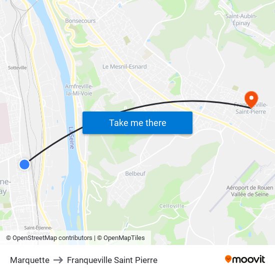 Marquette to Franqueville Saint Pierre map